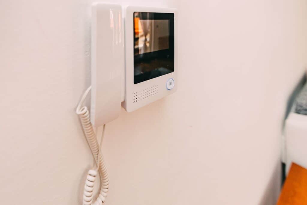 An intercom device on the wall
